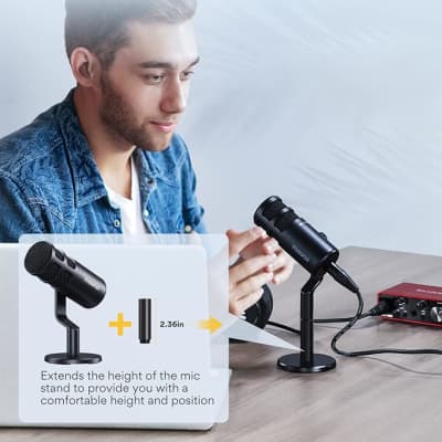 XLR Podcast Microphone, Cardioid Studio Dynamic Mic for Vocal Recording, Streaming, Voice-Over, Voice Isolation Technology, Metal Mic, Works for Audio Interface, Mixer, Sound Card-PD100 image 4