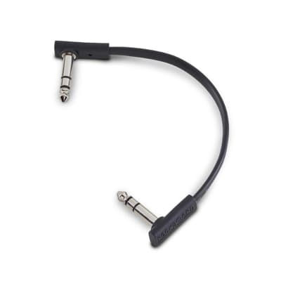RockBoard Flat 1/4'' TRS Patch Cable, 6 Inch, Black, Right-Angle to Right-Angle image 1