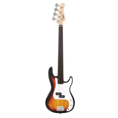 Glarry 4 String Fretless Bass Guitar - Sunburst image 2