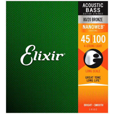 Elixir Light NANOWEB Acoustic Bass Strings 14502 .045-.100 image 2