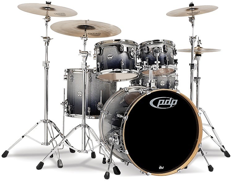 PDP Concept Maple Shell Pack - 5-piece - Silver To Black Sparkle Fade image 1