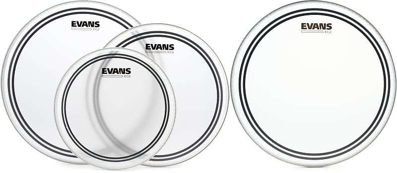 Evans EC2S Frosted 3-piece Tom Pack - 10/12/14 inch  Bundle with Evans EC2S Frosted Drumhead - 13 inch image 1