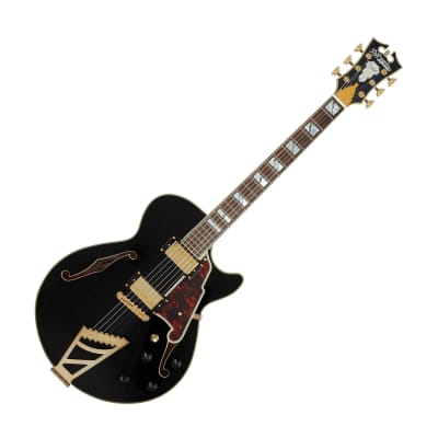 D'Angelico Excel SS Semi-hollowbody Electric Guitar - Solid Black w/ Stairstep Tailpiece  DAESSSBKGT image 11