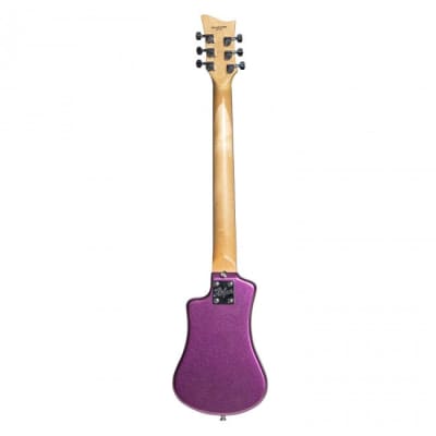 Hofner HOF-HCT-SH-PU-O Shorty Electric Travel Guitar - Metallic Purple - with Gig Bag image 2