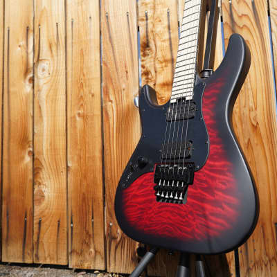 Schecter DIAMOND SERIES Miles Dimitri Baker SVSS - Crimson Red Burst Satin Left Handed 6-String Electric Guitar (Autographed - 2023) image 6