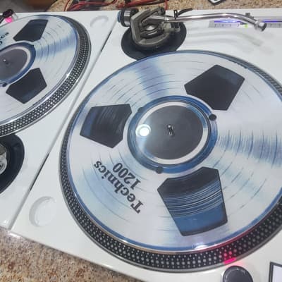 Pair of White Technics SL-1200 MK2 Custom DJ Turntables image 2