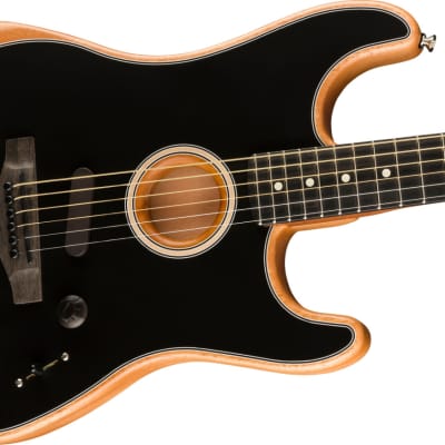 Fender American Acoustasonic Stratocaster Acoustic-Electric Guitar, Black w/ Bag image 4