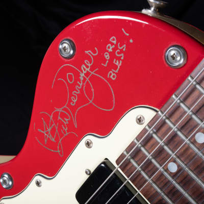 Used Red Lindert Conductor Model Signed by Rick Derringer Electric Guitar W/ Bag image 5