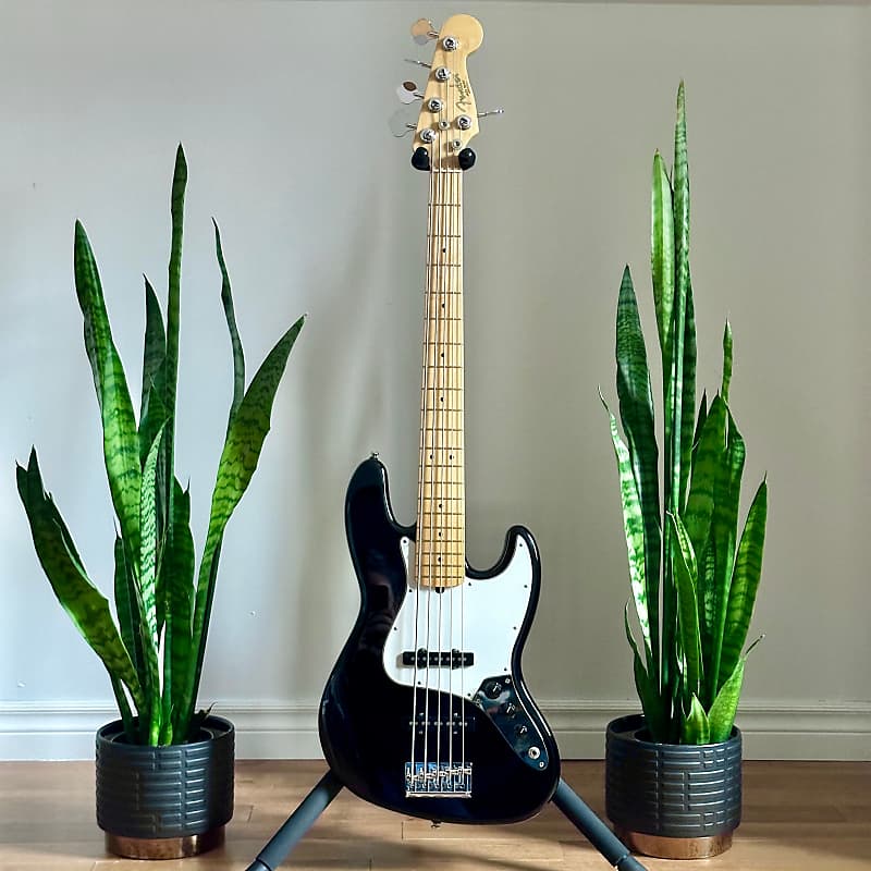 Fender American Standard Jazz Bass V Maple Fingerboard, Black image 1