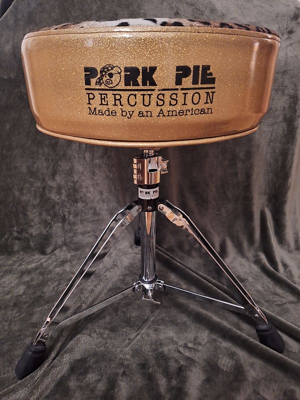 Pork Pie Gold with Leopard print drum throne Reverb