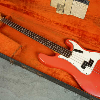 1966 Fender Precision Bass Original Fiesta Red + OHSC image 1