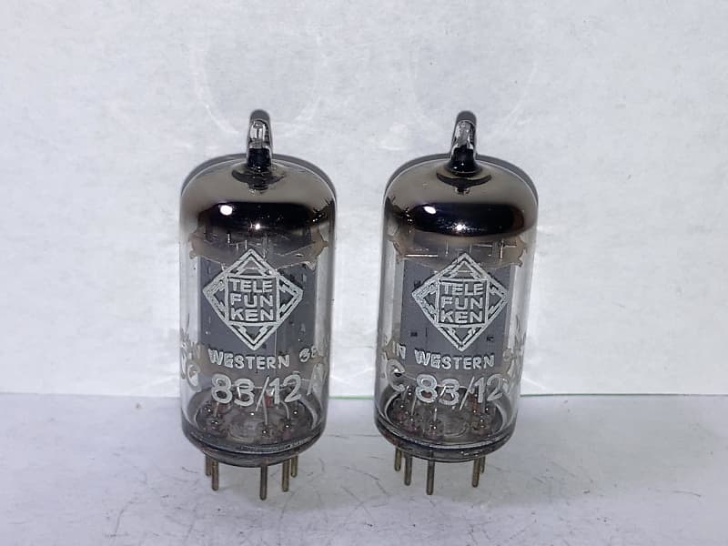 1963 Telefunken 12AX7 ECC83 Smooth Plate Tubes, Matched Pair, NOS