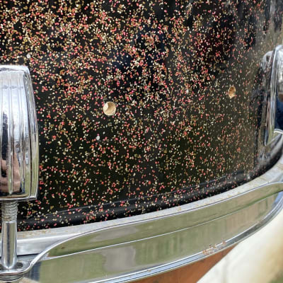 Vintage OCT 26, 1967 Ludwig 15x12 Marching Snare Drum in Black Galaxy Sparkling Pearl - Nice! image 8