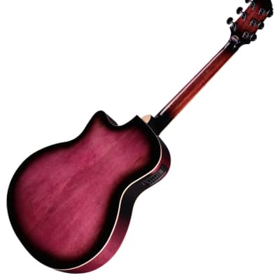 Crafter Noble TPS Transparent Purple Small Jumbo Flame Maple Acoustic Guitar image 2