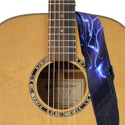 Black & Blue Nylon Guitar Strap Belt Lightning Thunder + Picks + Picks Holder. SHIPS FAST! image 2