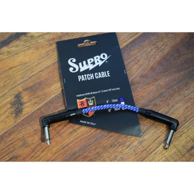 Supro USA PC-3 3" Guitar Bass Instrument Pedalboard Right Angle Patch Cable Blue image 1