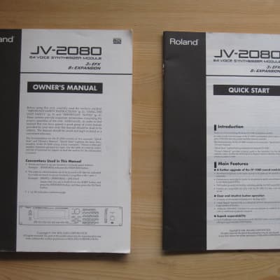 owners manual and quick start guide for Roland JV-2080 fantom rack synthesizer synth 1080 5080 xv image 1