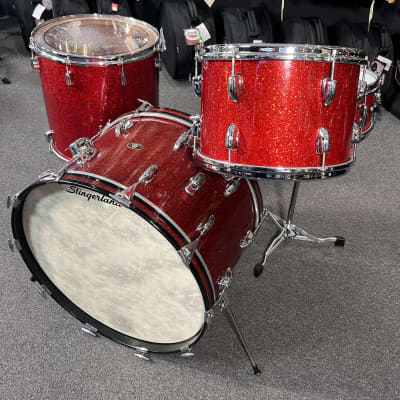 RARE 1958 Slingerland Radio King 13/16/22 Drum Kit Set in Red Glass Glitter w/ Matching Snare Drum image 3