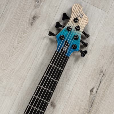 Mayones Viking 6 6-String Bass, Ebony Fingerboard, Transparent Dirty Ash Fade Up Blue Matt image 8