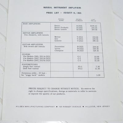 Hilgen B2503 Basso Grande 1964-65 Handwired 35 Watt Tube Amp image 18