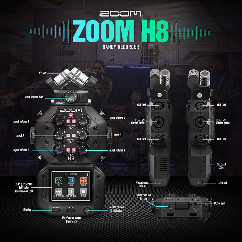 Zoom H8 Handy Recorder 8 Inputs, 12-Track Six Portable Device for