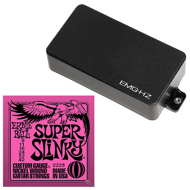 EMG H4A Passive Humbucker Electric Guitar Pickup-Black & FREE Set of Ernie  Ball 2223 Guitar Strings