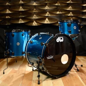DW Collector's Series 13/16/22 3pc. Maple Drum Kit Blue Anodized Stainless Steel Lacquer w/Black Nickel Hdw image 1