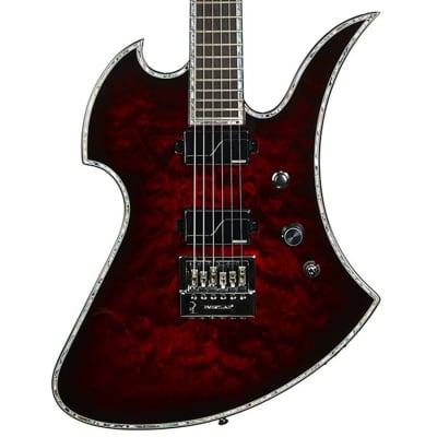 BC Rich Guitars Mockingbird Extreme Exotic Electric Guitar with EverTune, Case, Strap, and Stand, Black Cherry Quilt image 3
