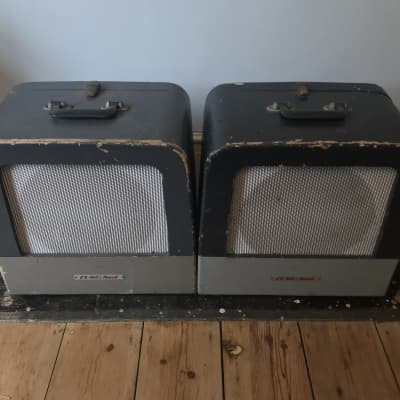 pair of 1x12 Bell & Howell - Filmosound extension guitar cabinets / speakers 1965 2x12 Fane Speakers image 2