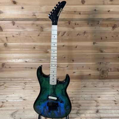 Kramer Baretta Custom Graphics “Viper” Electric Guitar - Snakeskin Green Blue Fade image 2