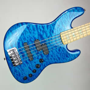 USA Spector Coda Deluxe 5 String Bass Guitar Bahama Blue Gloss PJ Pickups image 2