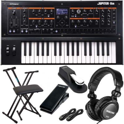 Roland Jupiter-Xm Portable Synthesizer, Keyboard Stand, Bench, Dust Cover, Sustain Pedal, Nektar NX-P, (2) 1/4 Cable, Tascam TH02 Bundle image 1