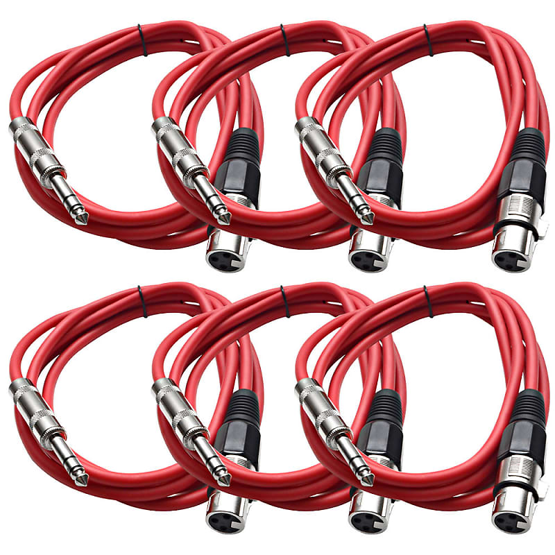 SEISMIC AUDIO Red 1/4" TRS to XLR Female 6' Patch Cable image 1