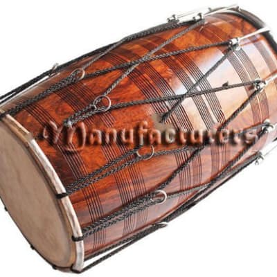Sai musicals bd-15 Punjabi Bhangra Dhol Drums Dark Sheesham Wood Playing Stick Dholak 2022 image 2