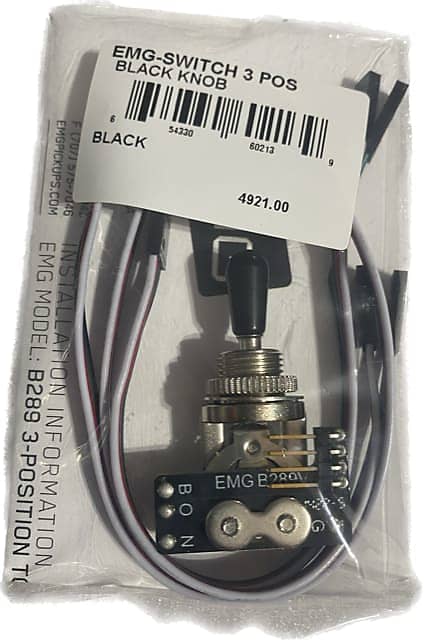 EMG 3 POS POSITION STD GIBSON TOGGLE SWITCH SOLDERLESS B289 BLACK TIP 3 WAY ( SWITCH TIP SCUFFED ) image 1