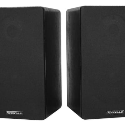 Pair Rockville RockShelf 58B Black 5.25" Home Bookshelf Speakers w/21" Stands image 5