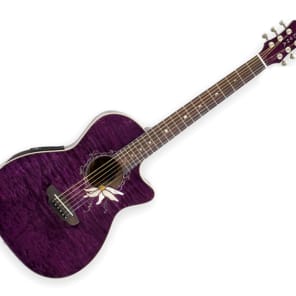 Luna Flora Passionflower Quilt Maple Acoustic-Electric Guitar Trans Purple