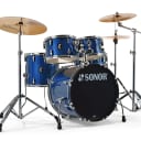 Sonor AQX Studio Blue Ocean Sparkle 5pc Complete 20x16,10x7,12x8,14x13,14x5.5 Drums Cymbals Hardware