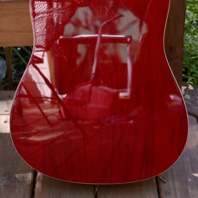Carlo Robelli CDG-1 SRD Acoustic Guitar ~RED~ Solid Mahogany Top Ebony Fretboard image 9
