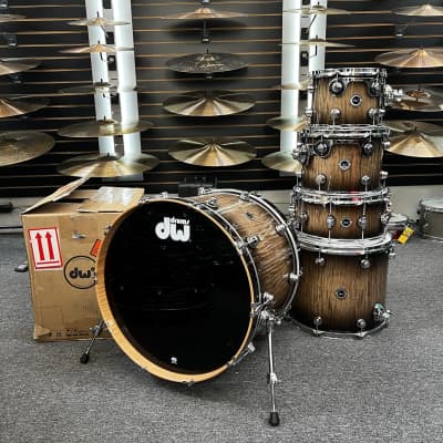 DW DWe 5pc with Cymbals - Candy Black Burst Over Curly Maple image 1