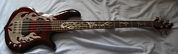 Traben Phoenix 5 String Active Bass Guitar - Flame Inlay and Top