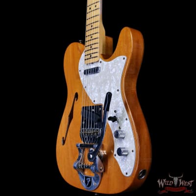 Fender Custom Shop 1968 Thinline Telecaster with Bigsby 1-Piece Kalamazoo Mahogany Body Journeyman Relic Aged Natural 6.95 lbs image 2