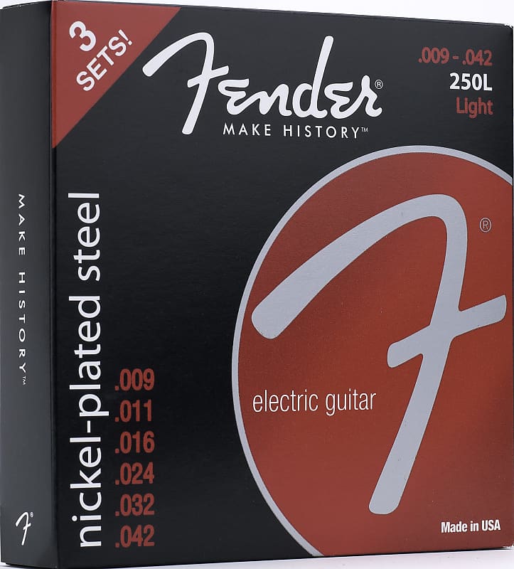 Fender 3 Pack Light Nickel-Plated Steel Guitar Strings 250L 9-42 073-0250-309 image 1