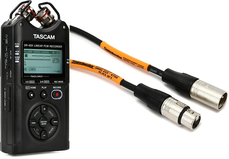 TASCAM DR-40X 4-channel Handheld Recorder Bundle with Pro Co EXM-3