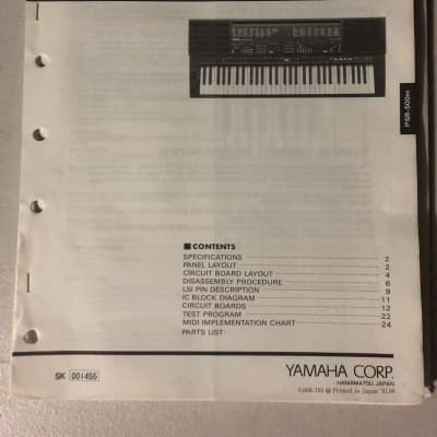 Yamaha PSR-500M Portatone Service Manual  1991