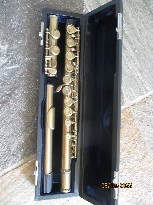 Silver Gold color Flute with case image 1