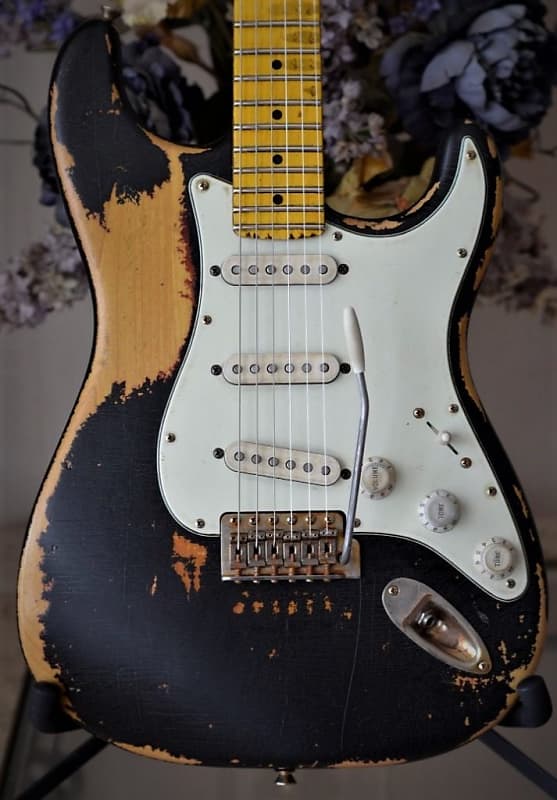 Black over Burst Heavy Relic’d Fender Stratocaster image 1