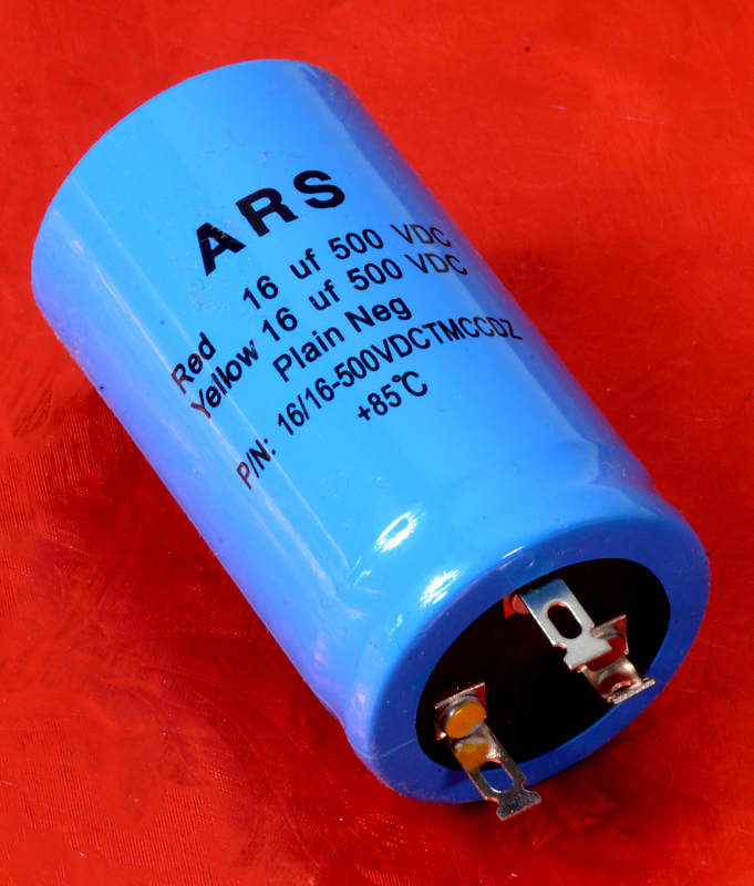 ARS Polarized Electrolytic Capacitor 16uF+16uF 500VDC Reverb
