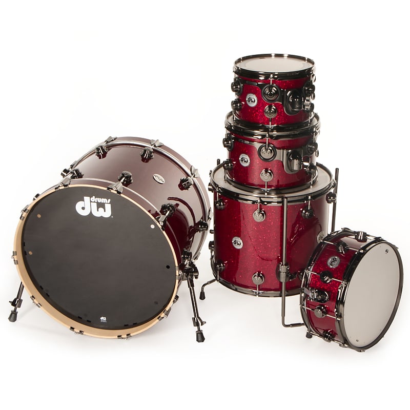 DW Collectors Maple SSC Shell Set Ruby Glass Drum Set Reverb