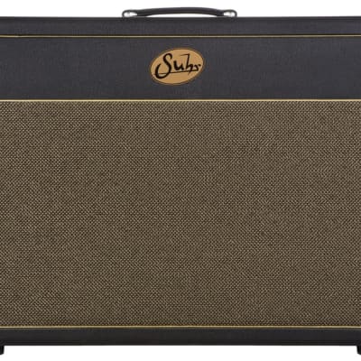 Suhr 2x12 Deep Speaker Cabinet in Black with Gold Grille and Celestion Vintage 30 Speakers image 1